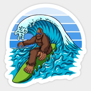 Bigfoot Surfing The Waves Sticker